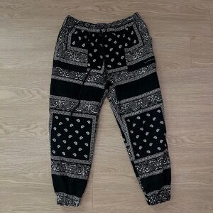 Black Paisley Bandana Print Jogger Pants